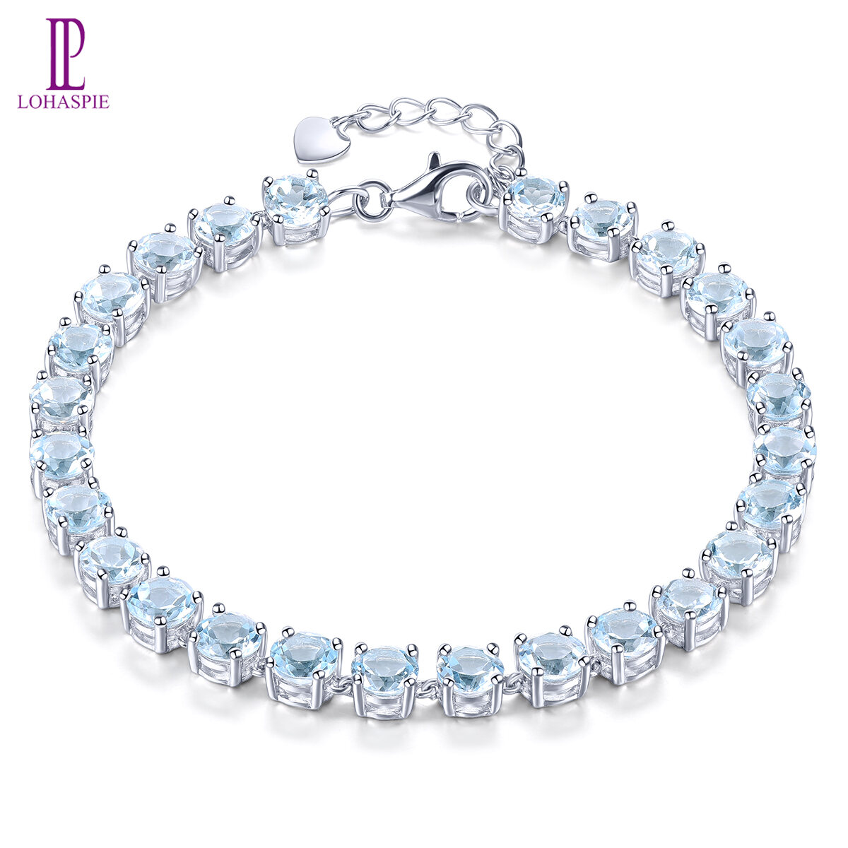 Silver 925 Original Natural Sky Blue Topaz Gemstone Bracelet Fashion  Jewelry Women Birthday Gifts