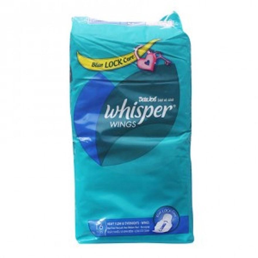 WHISPER Wings Heavy Flow & Overnights Sanitary Pads With Wings 16Pads